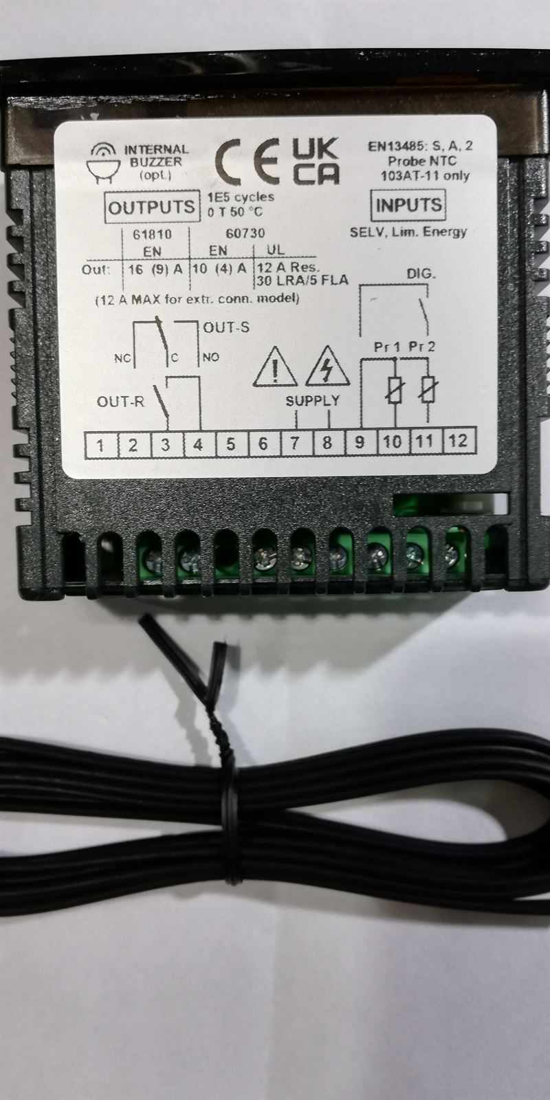 TERMOSTATO DIGITAL FRIGORIFICO TECNOLOGIC tipo E31, CON SONDA NTC 379161, medida de montaje 71x29mm, 230V AC, 1 RELE, -50+110 ºC, 378666 - Imagen 1