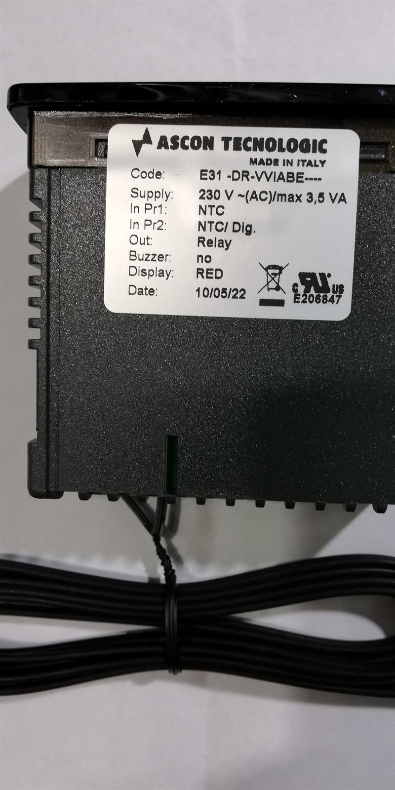 TERMOSTATO DIGITAL FRIGORIFICO TECNOLOGIC tipo E31, CON SONDA NTC 379161, medida de montaje 71x29mm, 230V AC, 1 RELE, -50+110 ºC, 378666 - Imagen 3