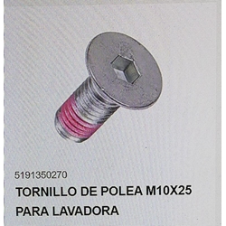 TORNILLO POLEA LAVADORA ZANUSSI, AEG, ELECTROLUX, RECAMBIO ORIGINAL, M10 INOX CON PASTA ANTIGIRATORIA,, 5191370260 - Imagen 1