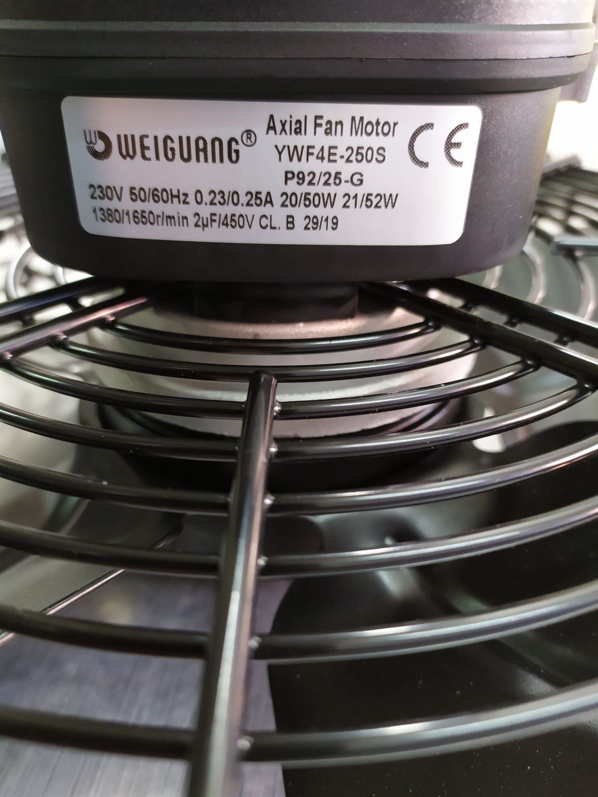 VENTILADOR CONDENSADOR FRIGORIFICO, PALA DIAMETRO 250MM, 230V, 52W, 0,25A, 2 MICROFARADIOS, 1650 RPM,  YWF4E-250S,  602185 - Imagen 3