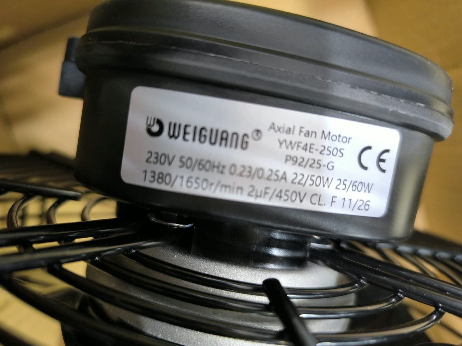 VENTILADOR FRIGORIFICO, CAMARA FRIGORIFICA, AXIAL, PALA DIAMETRO 250MM, 230V, 22/50 W, 0,25A, 2 MICROFARADIOS, 1380/1650 RPM, P92/35-G, YWF4E-250S, 50/60 Hz, YWF4E-250S - Imagen 2