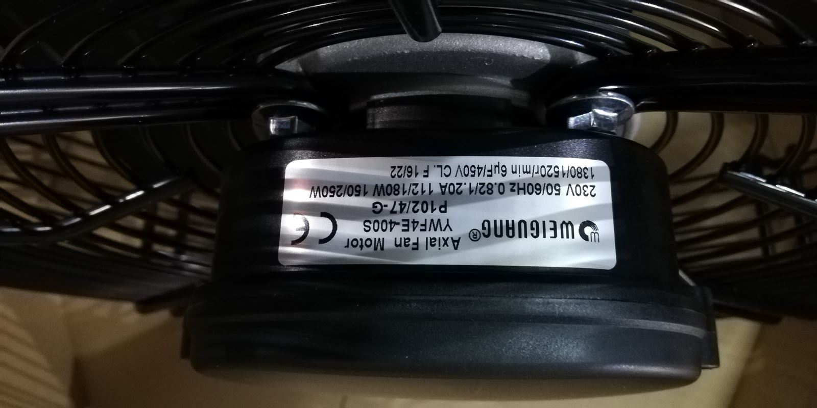 VENTILADOR FRIGORIFICO, CAMARA FRIGORIFICA, AXIAL, PALA DIAMETRO 400MM, 230V, 190 W, 1,2 A, 6 MICROFARADIOS, 1350/1520 RPM, CL.F16/22, YWF4E-400, 50/60 Hz,  A21571 - Imagen 1
